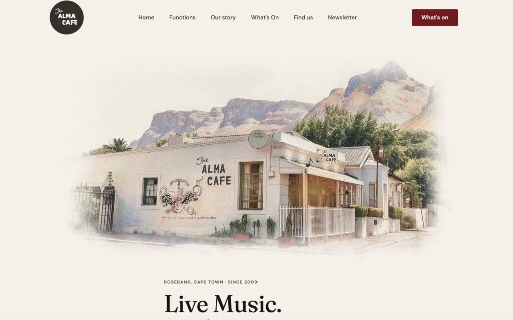 Alma Café website homepage