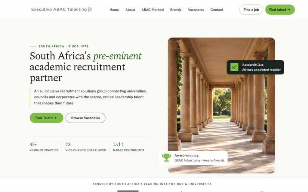 Executive Talenting website homepage