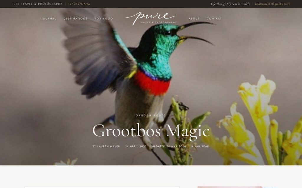 Pure Travel & Photography website screenshot 3