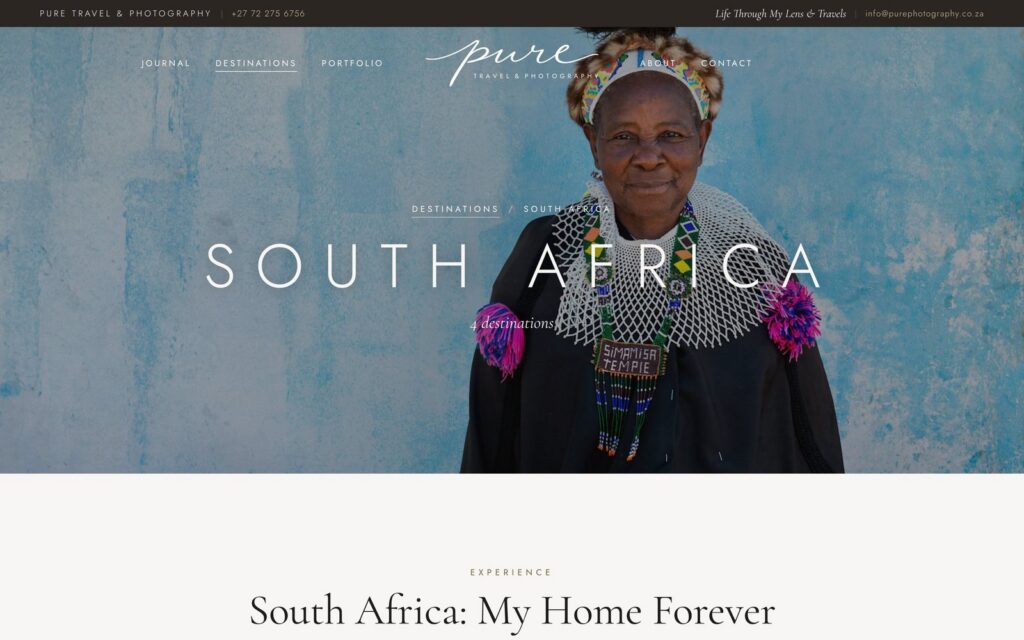 Pure Travel & Photography website screenshot 4