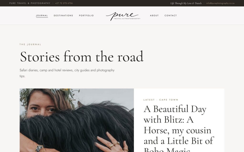 Pure Travel & Photography website screenshot 5